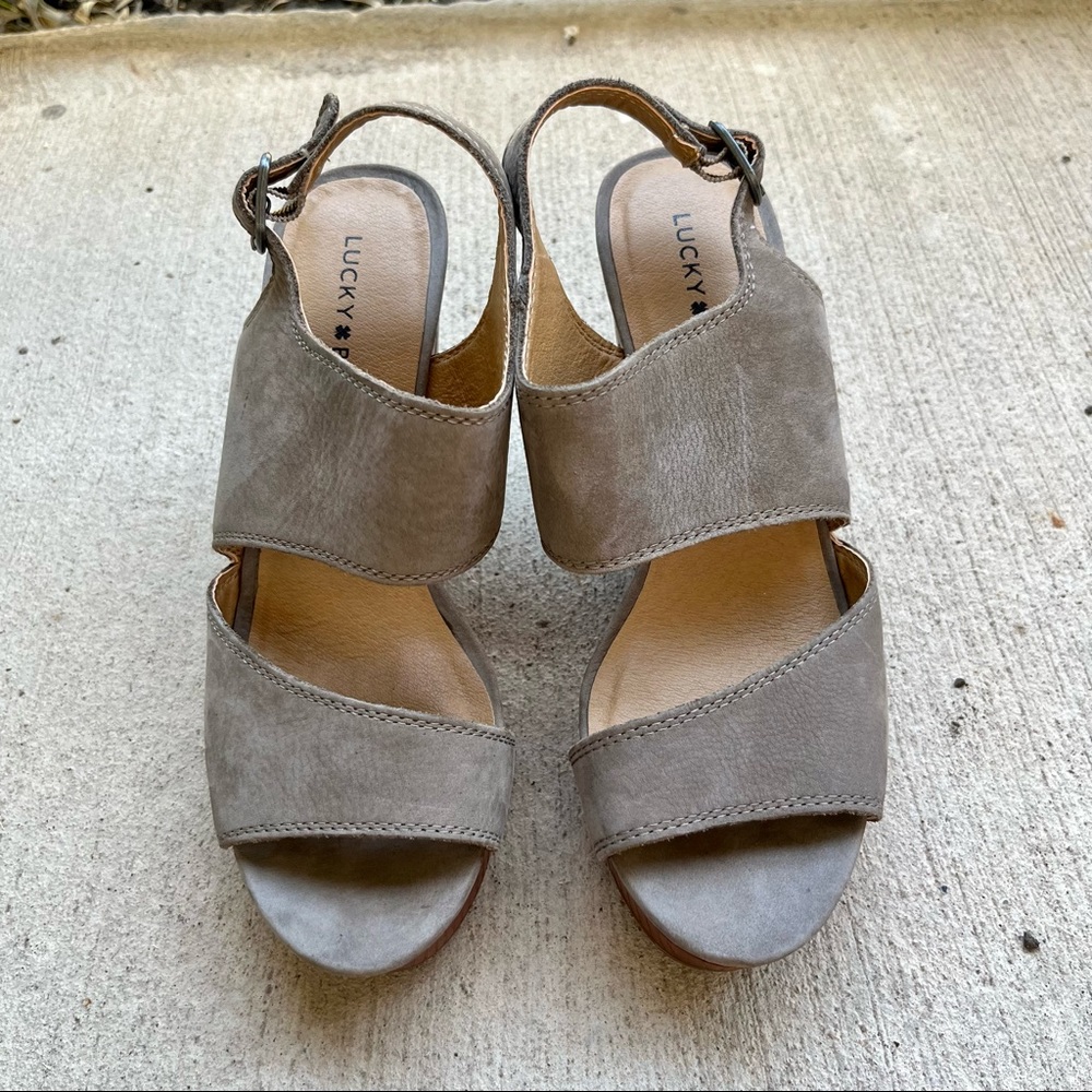 Lucky Brand Gray Wedge Sandals